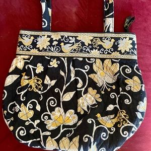 Vera Bradley Black, Yellow, Gold Floral Purse